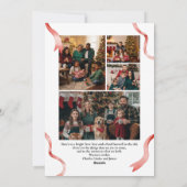 Elegant Christmas Wreath Bow Custom Family Photo シーズンカード (裏面)