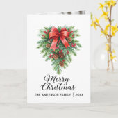 Elegant Christmas Wreath Holiday カード (黄色い花)