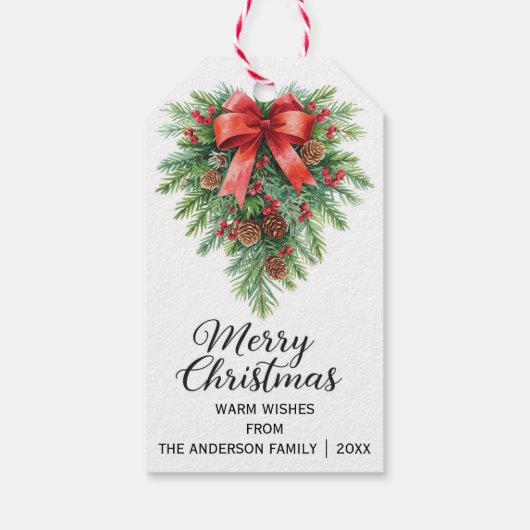 Elegant Christmas Wreath Holiday ギフトタグ (裏面)