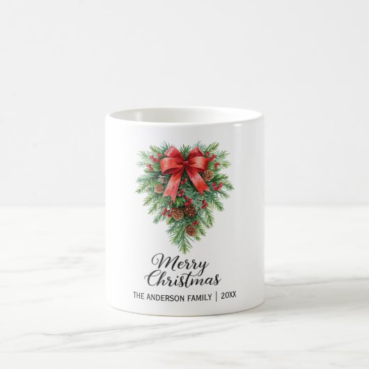 Elegant Christmas Wreath Holiday コーヒーマグカップ (中央)