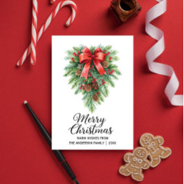 Elegant Christmas Wreath Holiday シーズンカード