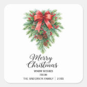 Elegant Christmas Wreath Holiday スクエアシール (正面)