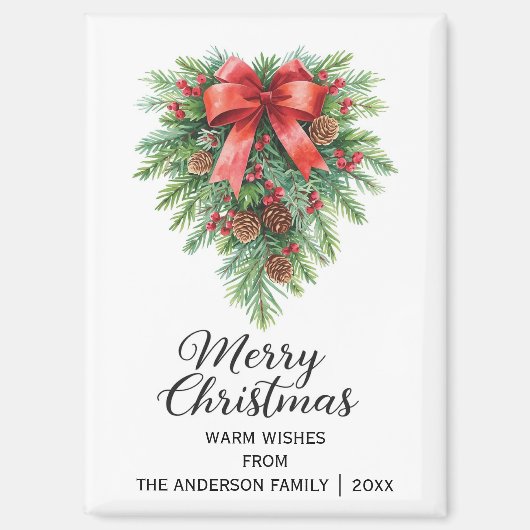 Elegant Christmas Wreath Holiday マグネット (正面)