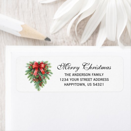 Elegant Christmas Wreath Holiday ラベル (インサイチュ)