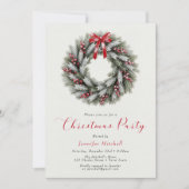 Elegant Christmas Wreath Holiday Party 招待状 (正面)
