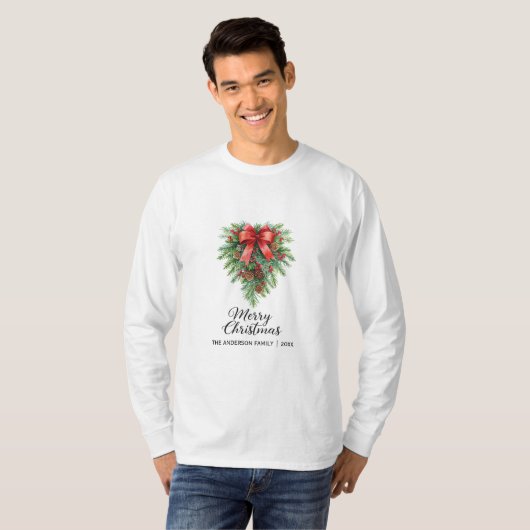 Elegant Christmas Wreath Holiday Tシャツ (正面フル)