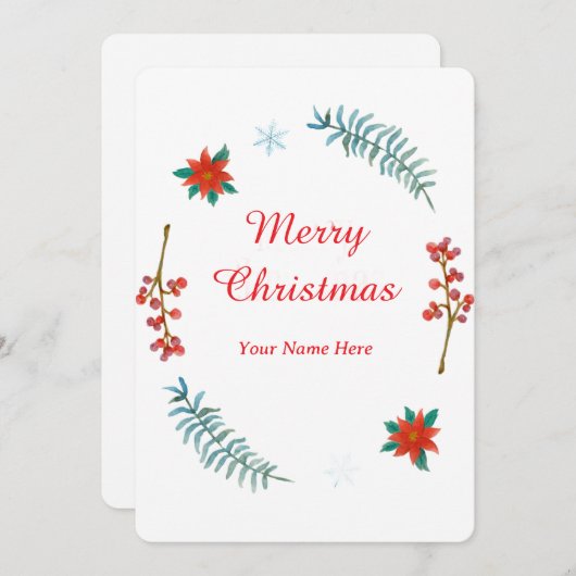 Elegant Christmas Wreath Invitation 招待状 (正面/裏面)