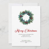 Elegant Christmas Wreath Minimalist Holiday Card シーズンカード (正面)