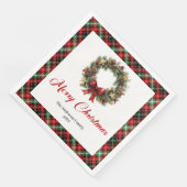 Elegant Christmas Wreath Napkin Custom Name Set (コーナー)