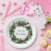 Elegant Christmas Wreath  Paper Plates ペーパープレート (パーティー)