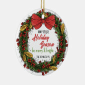 Elegant Christmas Wreath Personalized Ornament セラミックオーナメント (右)