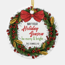 Elegant Christmas Wreath Personalized Ornament