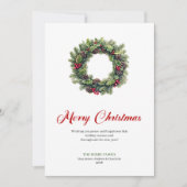 Elegant Christmas Wreath Watercolor Greeting Card シーズンカード (正面)