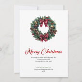 Elegant Christmas Wreath with Pine Cones Card シーズンカード (正面)