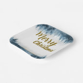 Elegant Christmas Xmas winter pine tree forest  ペーパープレート (傾斜あり)