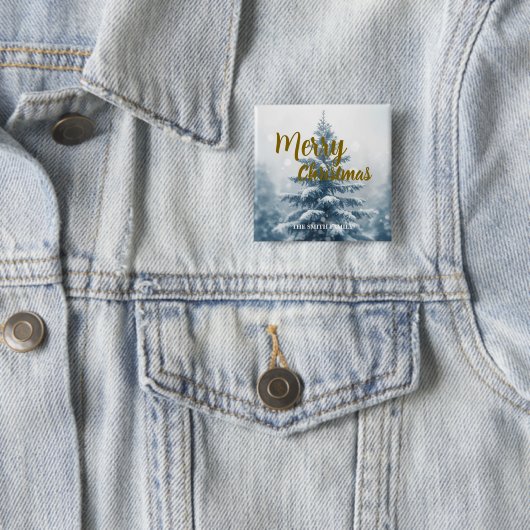 Elegant Christmas Xmas winter pine tree forest  缶バッジ (インサイチュ)