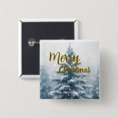 Elegant Christmas Xmas winter pine tree forest  缶バッジ (正面&裏面)