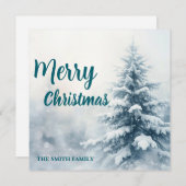 Elegant Christmas Xmas winter pine tree forest Hol シーズンカード (正面/裏面)