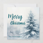 Elegant Christmas Xmas winter pine tree forest Hol シーズンカード (正面)