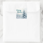 Elegant Christmas Xmas winter pine tree forest Hol スクエアシール (バッグ)