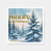 Elegant Christmas Xmas winter pine tree forest Hol スタンダードカクテルナプキン (正面)