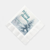 Elegant Christmas Xmas winter pine tree forest Hol 縁ありランチョンナプキン (角)