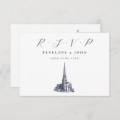 Elegant Church Illustration Religious Wedding 出欠カード (正面/裏面)