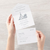 Elegant Church Venue Minimalist Black Wedding 招待状