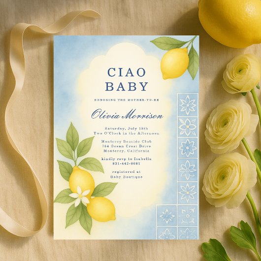 Elegant Ciao Baby Italian Baby Shower 招待状
