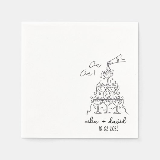 Elegant Cin Cin Italian Wedding  スタンダードカクテルナプキン (正面)