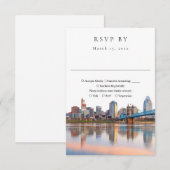 Elegant Cincinnati Skyline Watercolor Wedding 出欠カード (正面/裏面)
