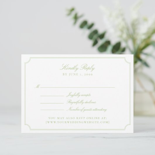 Elegant Citrus Green Double Frame Wedding RSVP Car (スタンド正面)