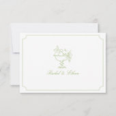 Elegant Citrus Green Double Frame Wedding RSVP Car (裏面)