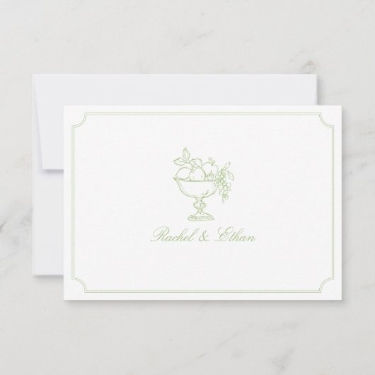 Elegant Citrus Green Double Frame Wedding RSVP Car (裏面)