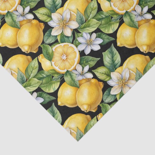 Elegant Citrus Lemon Floral Pattern 薄葉紙 (詳細)