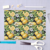 Elegant Citrus Lemon Floral Pattern 薄葉紙 (クラフト)