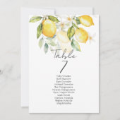 Elegant citrus table number seating chart cards (正面)