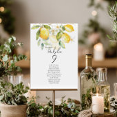 Elegant citrus table number seating chart cards