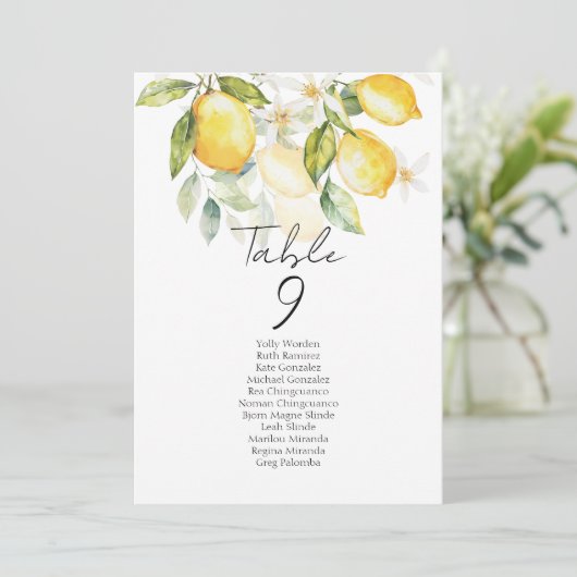Elegant citrus table number seating chart cards (スタンド正面)