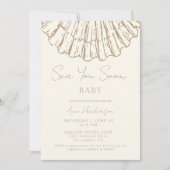 Elegant Clam Shell Sea You Soon Baby Shower 招待状 (正面)