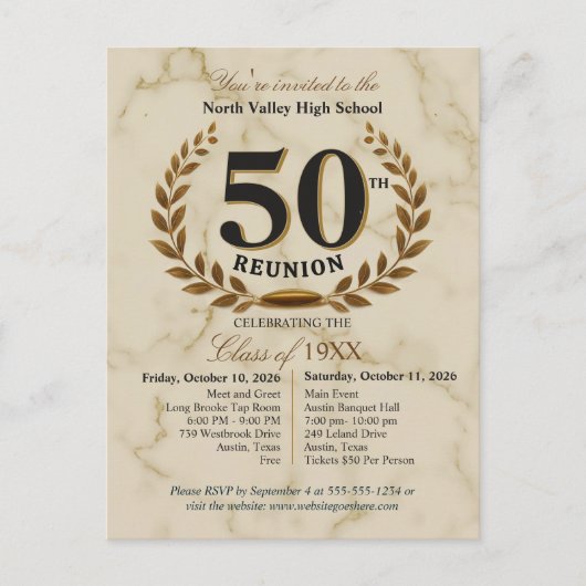 Elegant Class of 1976 50th High School Reunion ポストカード (正面)