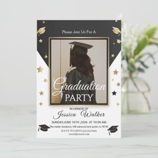 Elegant Class of 2026 Graduate Celebration Invite 招待状 (スタンド正面)