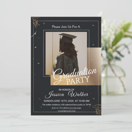 Elegant Class of 2026 Graduate Celebration Invite 招待状 (スタンド正面)