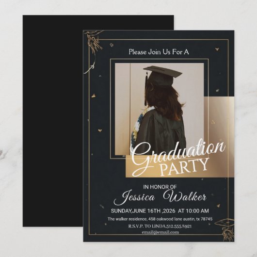 Elegant Class of 2026 Graduate Celebration Invite 招待状 (正面/裏面)