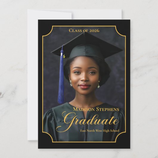 Elegant Class of 2026 Portrait Graduation 案内状 (正面)