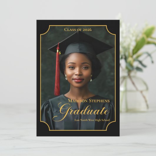 Elegant Class of 2026 Portrait Graduation 案内状 (スタンド正面)