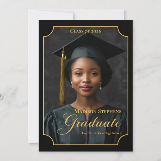 Elegant Class of 2026 Portrait Graduation 案内状 (正面)