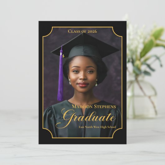 Elegant Class of 2026 Portrait Graduation 案内状 (スタンド正面)