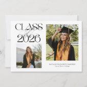 Elegant Class of 2026 Typography Grad Photo 案内状 (正面)