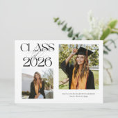 Elegant Class of 2026 Typography Grad Photo 案内状 (スタンド正面)